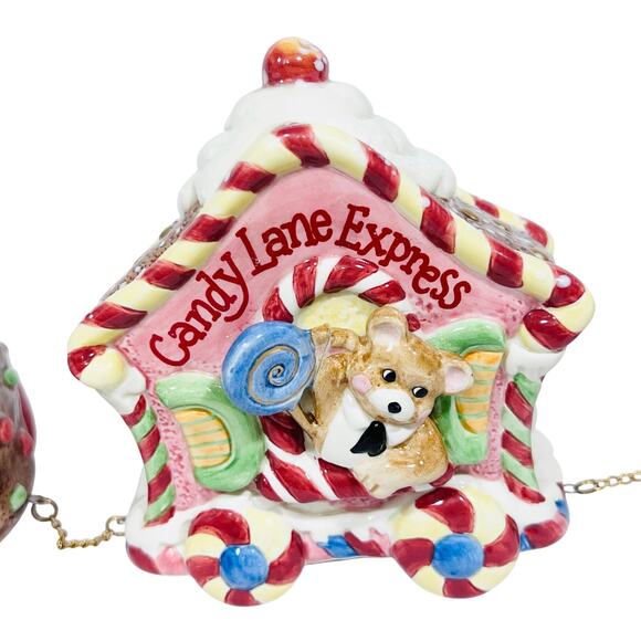 Vintage Fitz & Floyd Candy Lane Express Train Christmas 3 Piece Set 2001 - Picture 3 of 16
